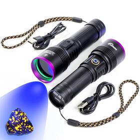 Sunloy 607860591886 2 Pack Uv01 365nm Uv Flashlight Black Light Usb Rechargeable High Power Blac
