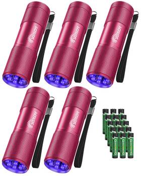 Sunloy-a001 Sunloy Uv Flashlight Black Light 5 Pack 9 Led 395nm Ultraviolet Blacklight Flashlig