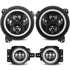 Sp-cl1093-w-fba Suparee Dot 9 Inch Round Led Headlights And Fog Lights Combo Compatible With