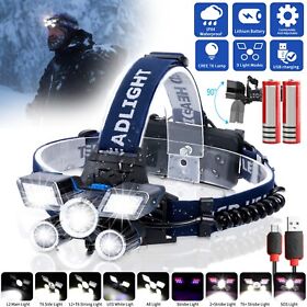 Super Bright T6 Led Headlamp Usb Rechargeable Torch Headlight Flashlight 9 Mode