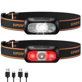 Hl05-d-2 Superfire Rechargeable Headlamp 2pcs Super Bright 1000 Lumen Led Headlamps 5 Modes Wa