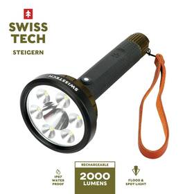 33642 Swiss Tech Steigern 2000 Lumen Led Rechargeable Flashlight Ipx7 Waterproof