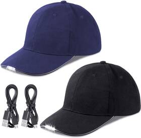 Syhood 705353061974 2 Pieces Led Baseball Caps Flashlight Hats Hands Free With