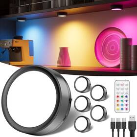 Td-bq-7531gy-b Tedmos Usb Rechargeable Rgb Puck Lights With Remote 2400mah Color Changing Battery