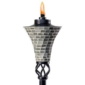 1118037 Tiki Easy Pour Ceramic Mosaic Torch Gray Outdoor Decorative Lighting For