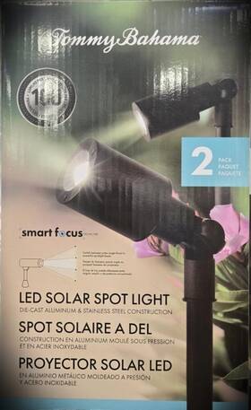 1937944 Tommy Bahama 2 Pack Solar Spotlight- 100 Lumen Dusk To Dawn Smart Focus