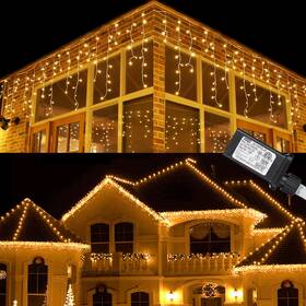 Led08230612 Toodour 612 Led 50ft Icicle String Lights 8 Modes Warm White Waterproof I