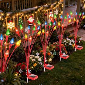 Christmasberry-2 Topvelo 2 Packs Christmas Berry Solar Garden Light With Multiple Colors Auto On/off