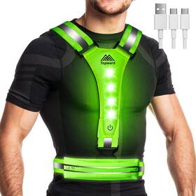 Tw-8668-gn Topward Led Reflective Vest Running Gear Usb-c Rechargeable Light Up Ligh... Fast Ship