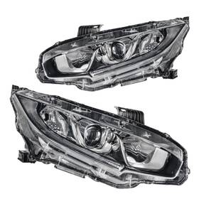 9lah5860 Torchtree Headlight Assembly For 2016-2020 Civic Amber Reflctor Clear Lens Chrome Hous