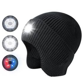 Trlbk01 Touch Two Led Beanie With Light Unisex Usb Rechargeable Earflap For F