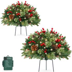 Tcb55430-131ro Towponics Set Of 2 Outdoor Christmas Trees Urn Filler 18in Prelit Battery Operated Art