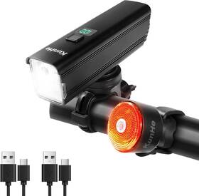 Trade Co.ltd. 744759806161 Kunhe 1200lm Bike Headlight And Tail Light Set Usb-c Rechargeable 4500mah