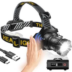 Trebleray 717326511973 Ultra-bright 180 000 Lm Headlamp 9 Modes Motion Sensor Red Warning Light