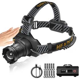 Trebleray 717326512130 Rechargeable Headlamp Ultra-bright 990 000 Lumens 9 Modes 60h Runtime Ene
