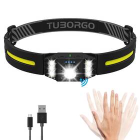 Tuborgo 732688779762 Rechargeable Led Headlamp 270 Bright Head Lamp With Motion Sensor White Red Ligh