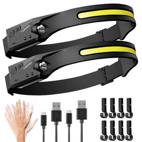 Td1000-2-us Tuborgo Headlamp Rechargeable 2pcs 230 Wide Beam Head Lamp Led With Motion Sensor F