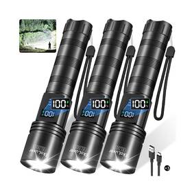 El001 Tughlax 3pack Rechargeable Flashlights 10000 High Lumens Super Bright Flas... Fast Ship
