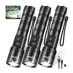 Tl001 Tughlax 3pack Rechargeable Flashlights High Lumens Super Bright Flashlight With Lcd