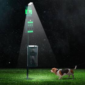 Tujoe Sew-tujoe-1393 Dog Waste Station With Solar Panels Outdoor Light Up At Night Galvanize