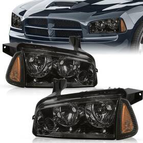 Td-hl-de-cr-06 Tusdar Halogen 4pcs Headlights Assembly Set For 2006-2010 Dodge Charger Headlamp Wit