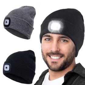 Tu-01 Tutuko Unisex 2 Pack Led Beanie With Light Usb One Size Black Grey