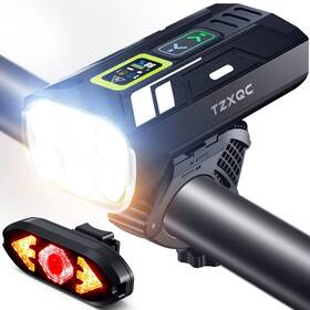 Tzxqc 633183558688 Bright 2000 Lumen Bicycle Headlight And Rear Taillight Set - Powerful 6 Bead Le
