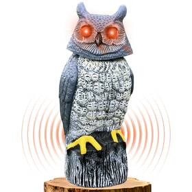 Spo01x Ugold Solar Powered Garden Owl With Motion Detection Rotating Head Realistic Hoot