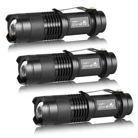 4347499920 Ultrafire 3 Pack Mini Flashlights Focus Adjustable Sk68 Single Mode Tactical