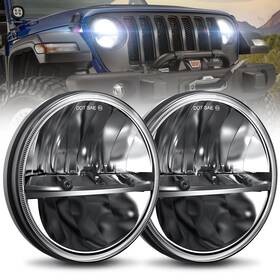 Uni-shine 788481895215 7 Inch Led Headlight 2pcs Round Headlamp High Low Beam Dot Appr