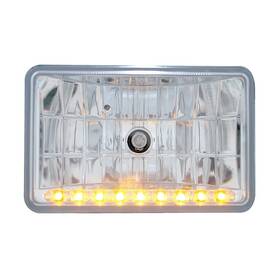 31374 United Pacific 4 Inch X 6 Crystal Headlight With 9 Amber Led Position Light - High