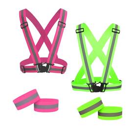 Unyny 746999527424 2 Pack Large Size Adjustable Running Reflective Vests High Visibility Safety