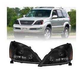 324-1110pxus2 Usr Unique Style Racing 03-09 Gx470 Headlights Black Housing Head Lamps Left Right Pair