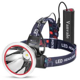 Vanvale 760654906720 High Power Rechargeable Led Headlamp Ipx4 Waterproof Head Light With Charger