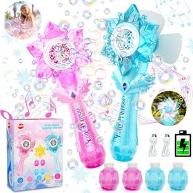 8732 Vatos Rechargeable Bubble Wand 2 Pack For Kids Girls Boys Led Light And Music