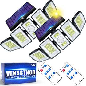 Ly-sl-5h-blk-2p-2024 Vensstnor Solar Lights Outdoor Motion Sensor - 400% Brighter 7000k 3000lm 5 Levels Brig