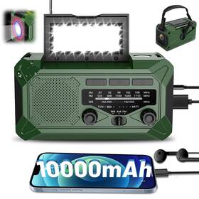 Veubew 739722670191 10000mah Emergency Hand Crank Radio With Led Flashlight Am/fm Noaa Portable