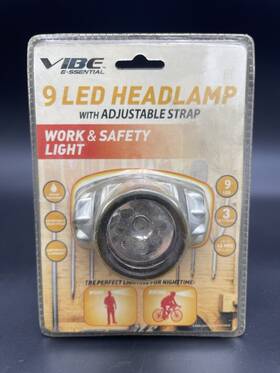 Vibe 822248831723 Super Bright 9 Led Head Lamp Work Safety Light Water And Shock Resistant