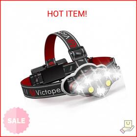 Victoper 313108853844 Rechargeable Headlamp 8 Led High Lumen Super Bright Headlights With Re