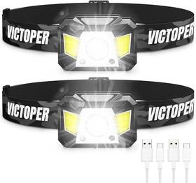 Victoper 445001750784 Rechargeable Headlamp 2 Pack 1200 Lumens Motion Sensor Head Lamp With Red Light