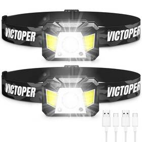 Victoper 711544742616 Rechargeable Headlamp 2 Pack 1200 Lumens Motion Sensor Head Lamp With Red Li