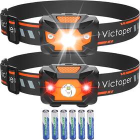 Victoper 711544742678 Headlamp 2 Pack 4 Modes Red Light Head Lamp Battery Powered Hardhat Mechani