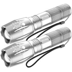 Victoper 711544742739 Led Flashlight 2 Pack Silver Bright High Lumens Tactical Flashlights Lu