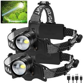 Vinderfine 752671811415 Headlamp Rechargeable 2 Pack 990000 Lumen Bright Led Headlamps For Adults 1