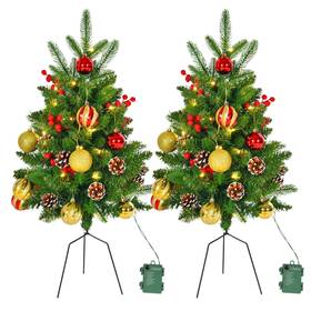 2pktrees Vineroof 2pk Prelit Lighted Christmas Trees For Porch Outdoor 30 Inch120 Led Li