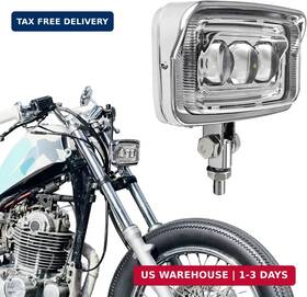 Hl1125-chcl Vintgmt Motorcycle Headlight Square Led Headlamp Visor High Low Beam Bright For Harley H
