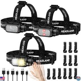 B0fcfwzsll Visit The Atdoall Store 3 Pack Rechargeable Led Headlamps 5 Modes Waterproof Adjustable Bright