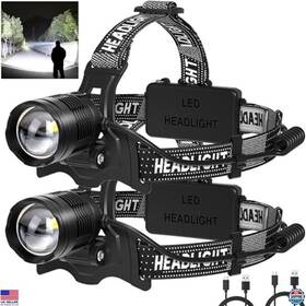 P80-hl Visit The Azamine Store Rechargeable Led Headlamp 2pack 990000 Lumens 90 Adjustable Waterproof