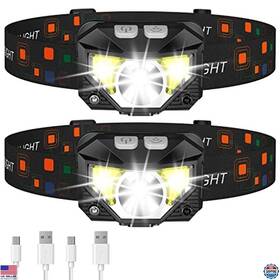 Tg-t069 Visit The Lhknl Store Ultra-light Led Headlamp 2-pack Rechargeable Waterproof 8 Modes Motion
