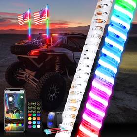 Vis-upcob-5ft-2pc Viswiker 2pcs 5ft Upgraded Bright Cob Led Whip Lights With Multiple Color Modes Bend
